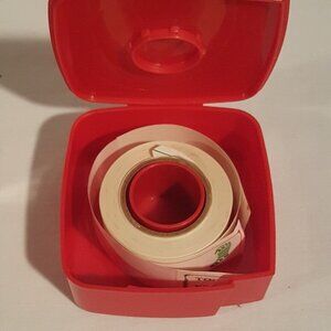 Vintage Tupperware Red Label Dispenser Christmas Tag Sticker Food Date Roll Tags
